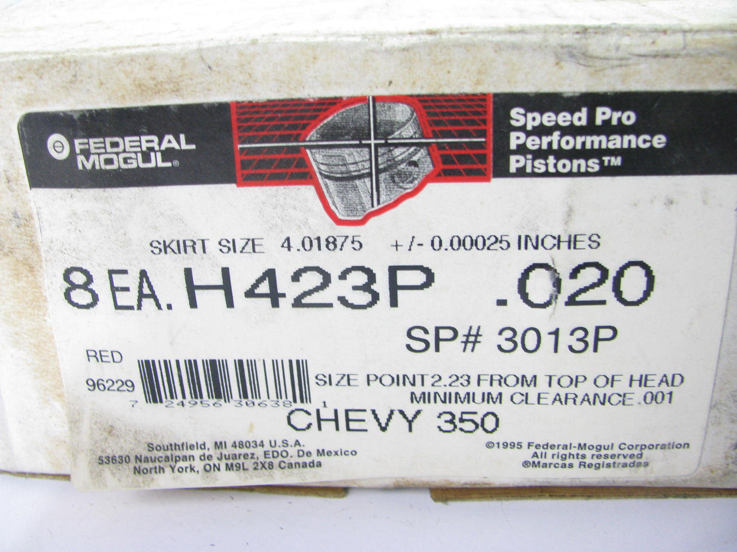 Hypereutectic  Engine Piston Set H423P -.020  For GM 5.7L 350cu