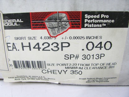 Federal Mogul H423P-040 Piston Set For Various 71-86 GM GMC 350cu 5.7L