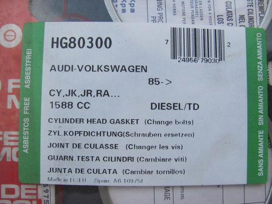 Federal Mogul HG80300 Cylinder Head Gasket - 1986-1992 VW 1.6L DIESEL  1-NOTCH