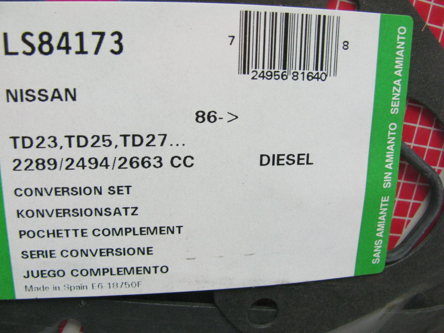 Lower Conversion Gasket Set LS84173 For 85-99 Nissan TD23,TD25,TD27 4cyl Diesel