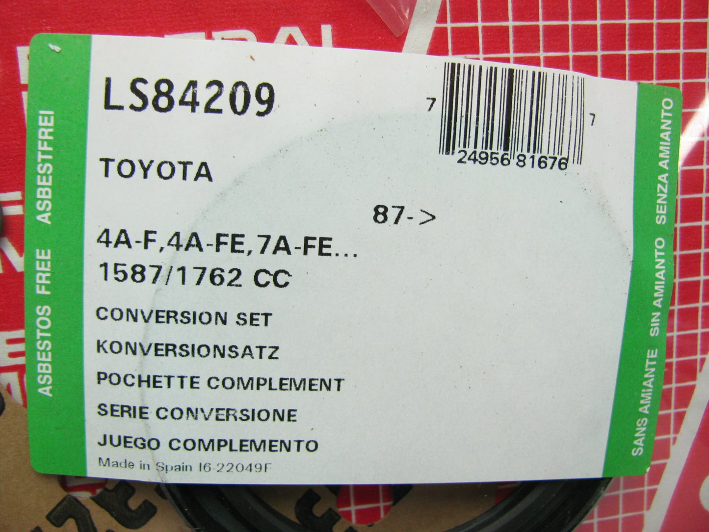 Federal Mogul LS84209 Conversion Lower Oil Pan Gasket Set 88-97 Toyota 1.6L 4AFE