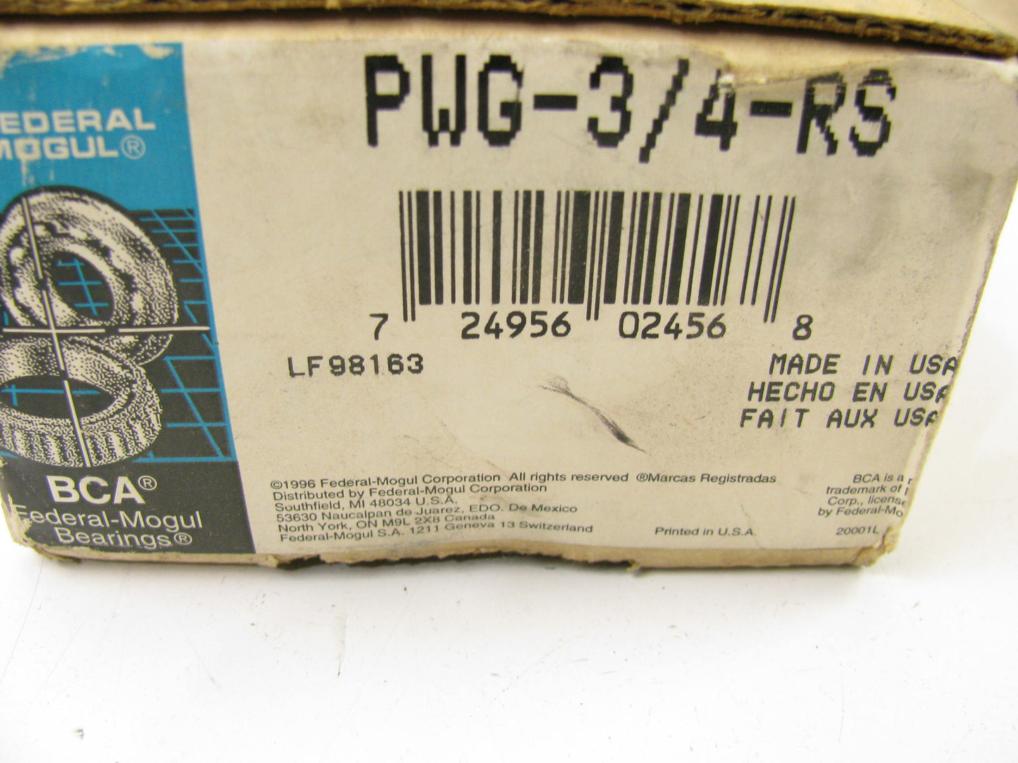 Federal Mogul PWG-34-RS Pillow Block Bearing  3/4'' Replaces SKF  SY3/4TM