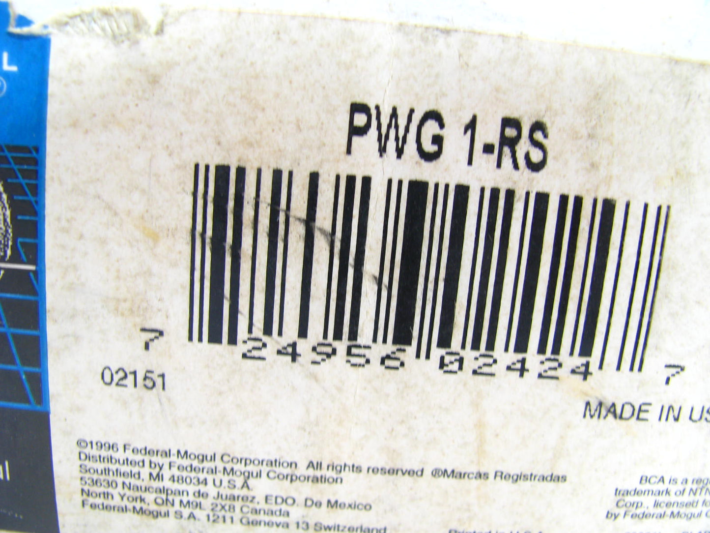 Federal Mogul PWG1-RS Mounted Ball Bearing Unit 1'' Bore 2 Bolt 1.4375'' Centers