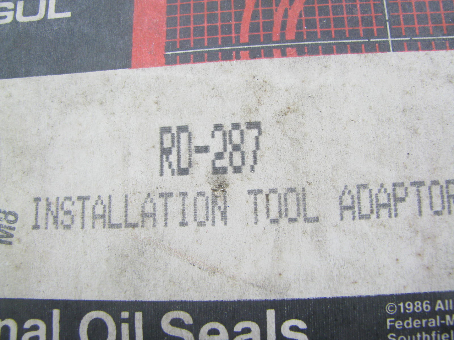 Federal RD-287 Seal Installation Tool Adapter Plate For 370078A 370086A 370192A