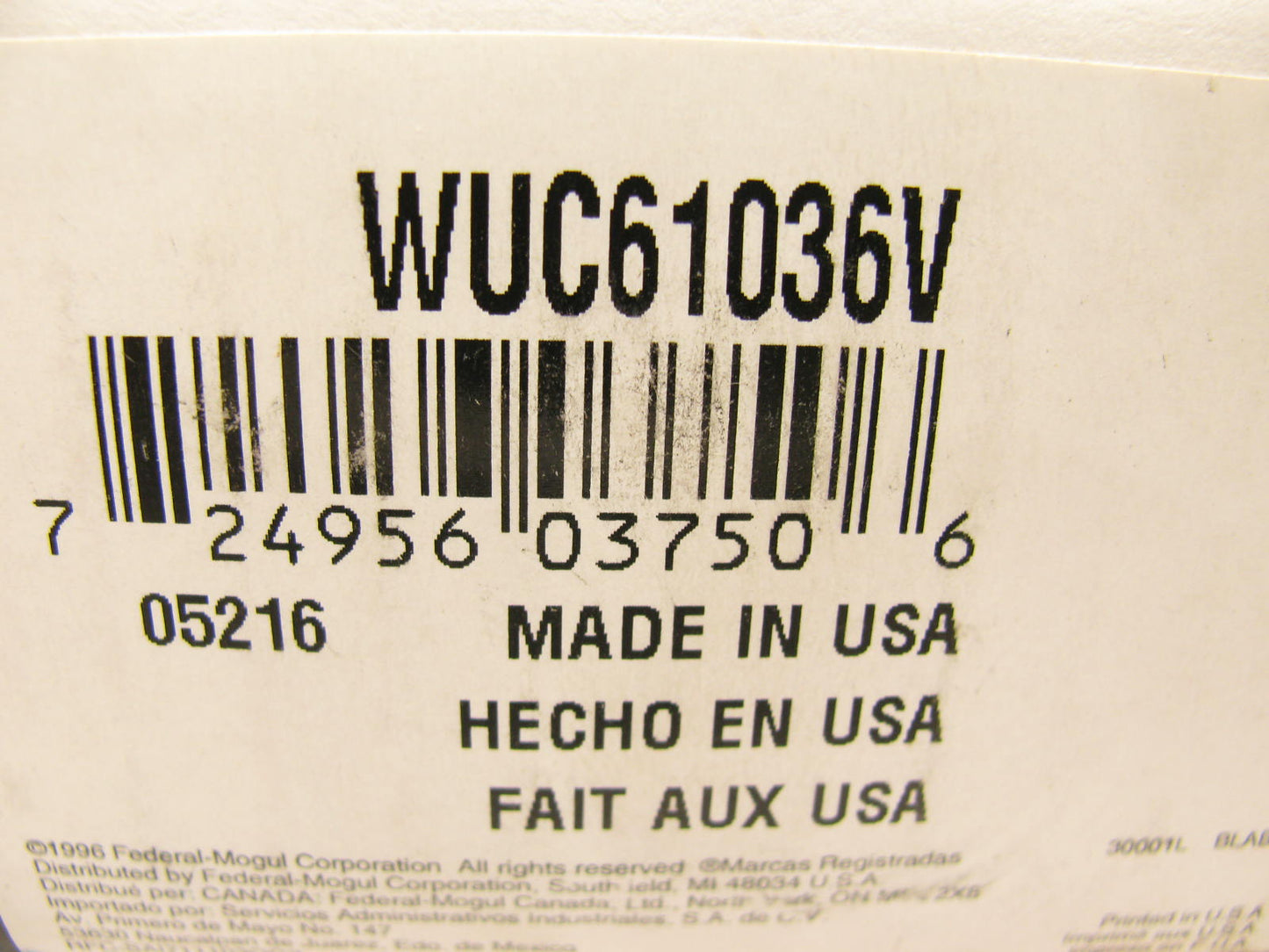 Federal Mogul (Bower BCA) WUC61036V Cylindrical Roller Bearing