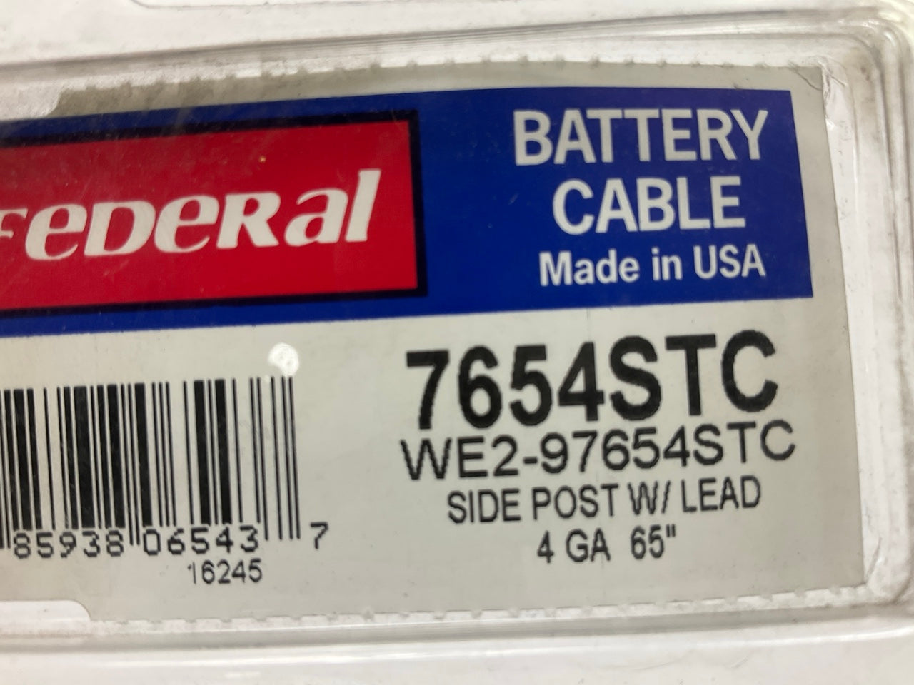 Federal 7654STC Side Post Battery Cable, Side Post W/ Lead, 4 Gauge 65'' Long