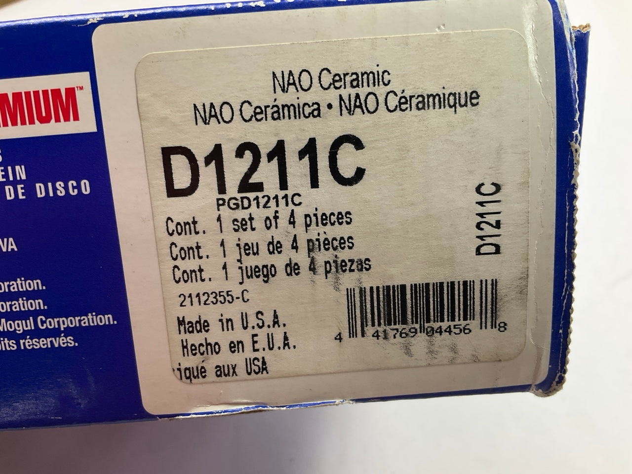 Federated D1211C Front Ceramic Disc Brake Pads