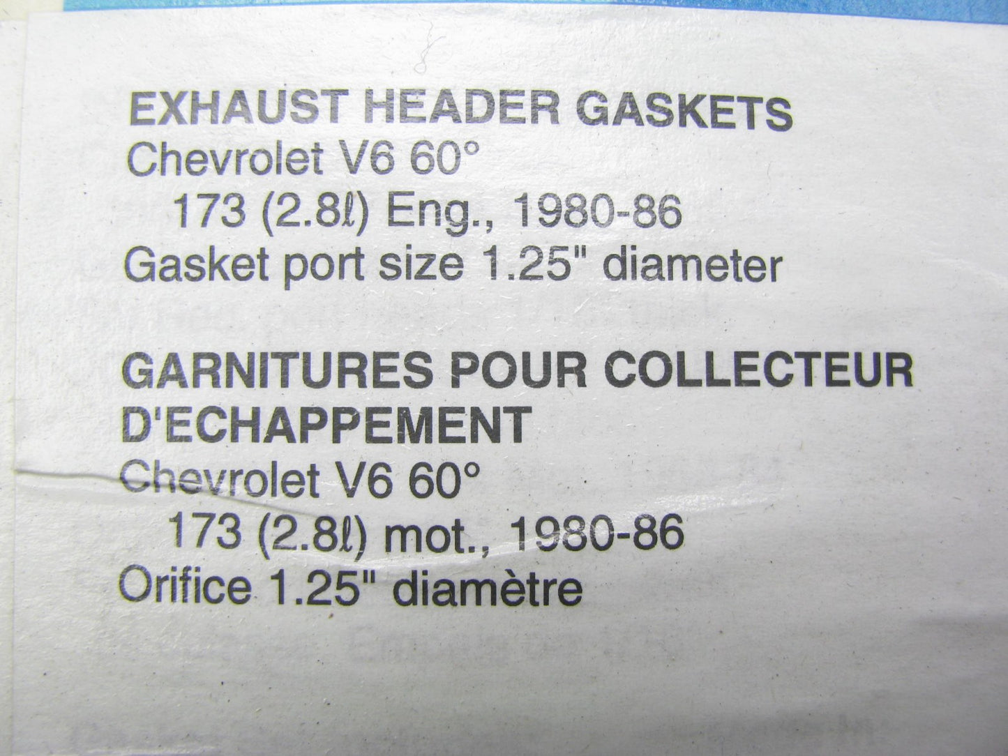 Fel-pro 1449 Performance Exhaust Gasket Set 1980-86 GM 2.8L V6 Round 1.25'' Port