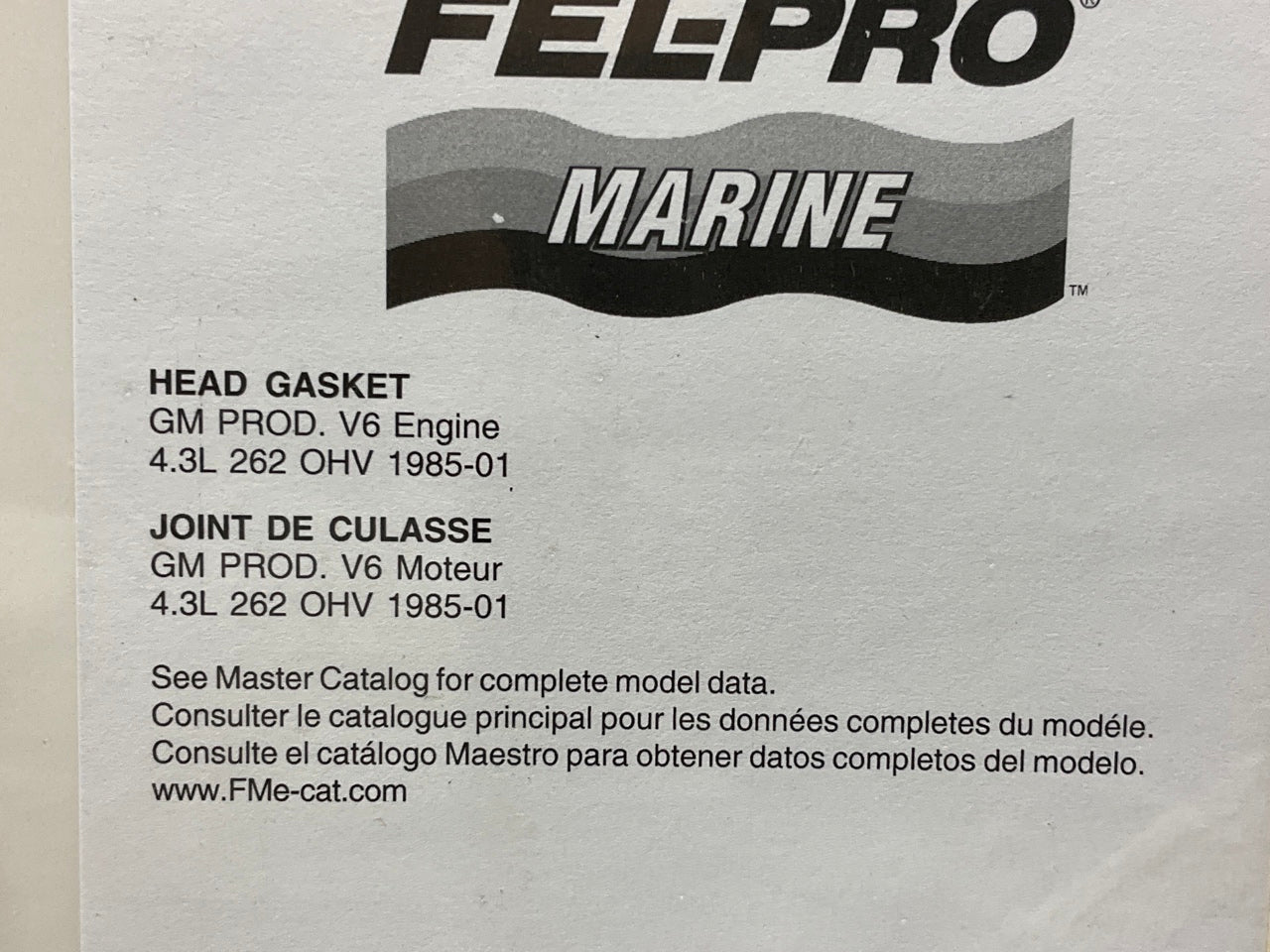 Fel-pro 17001 Cylinder Head Gasket 4'' BORE - GM MARINE 4.3L 262 OHV 150HP-205HP