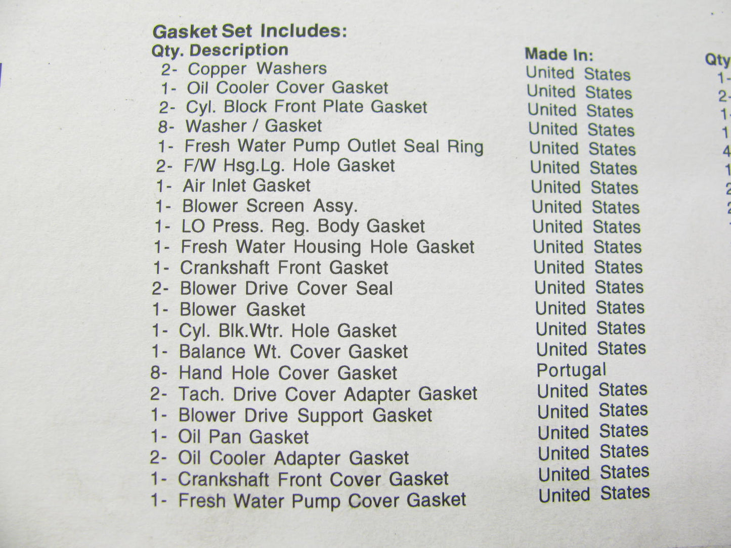 Fel-pro 17105 Engine Lower Gasket Set For Detroit Diesel Marine 6-71 High Block