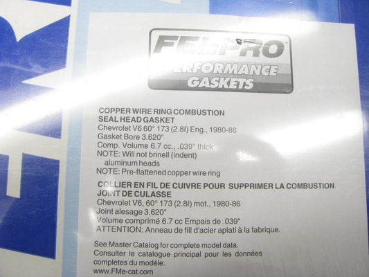 Fel-Pro 1029 Performance Cylinder Head Gasket - Chevy 2.8L 173 V6 3.620'' Bore
