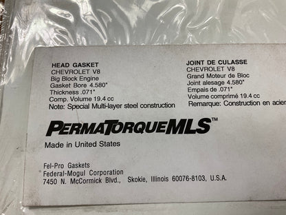 Fel-pro 1075-071 MLS Head Gasket - Big Block Chevy BBC 4.580'' Bore, 0.071'' Thick