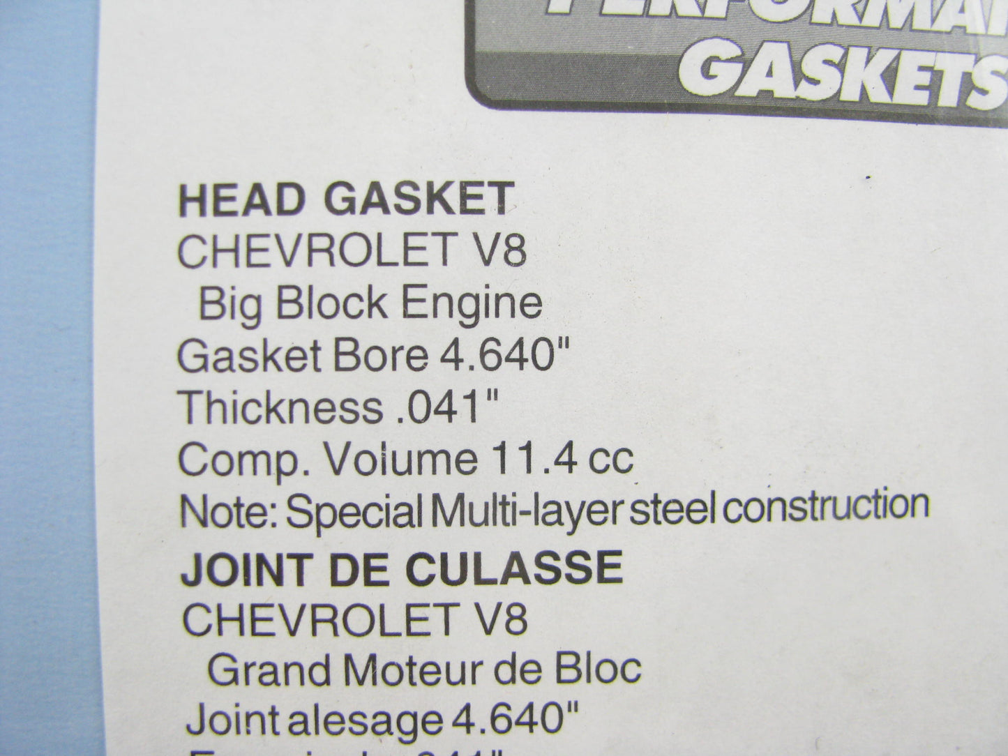 Fel-pro 1077-041 MLS Head Gasket  Big Block Chevy BBC V8 4.640'' Bore .041'' Thick