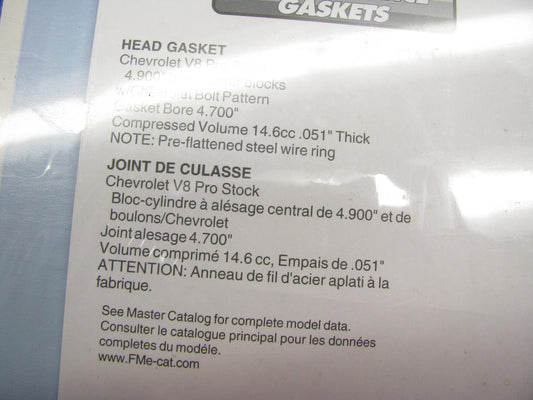 Fel-pro 1081 Cylinder Head Gasket Chevrolet Pro Stock 4.90'' Center .051'' Thick