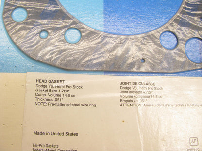 Fel-Pro 1123 Cylinder Head Gasket For Mopar For Hemi 2000 V8 Pro Stock