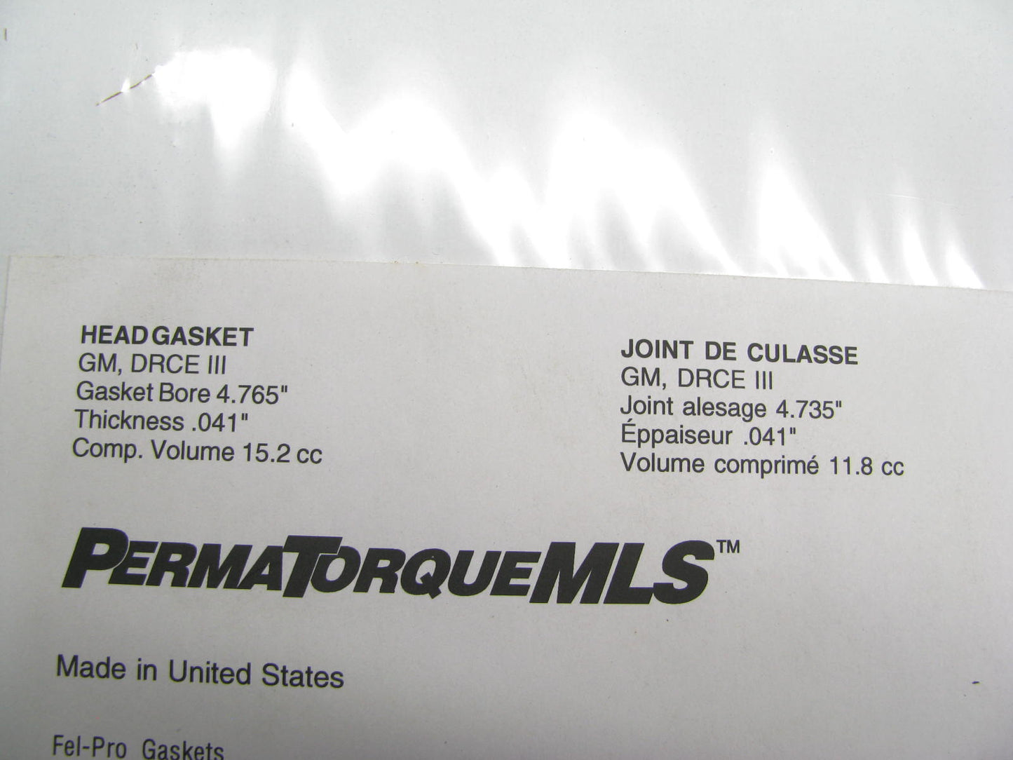 Fel-pro Performance 1126-2 MLS Head Gasket - GM DRCE III, 4.765'' Gasket Bore