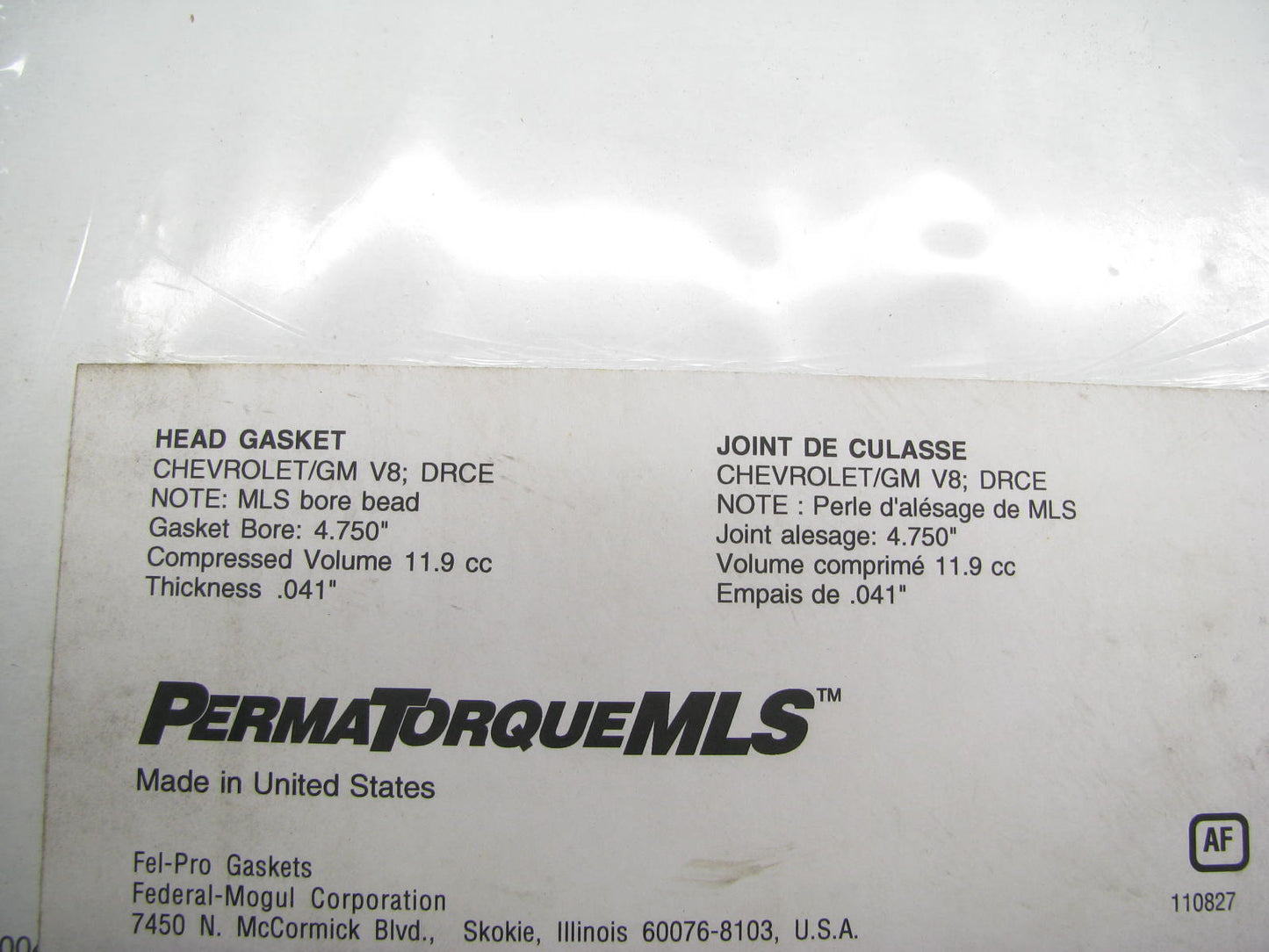 Fel-pro 1128 Performance MLS Head Gasket 1968-1990 Chevy 4.750'' Bore DRCE