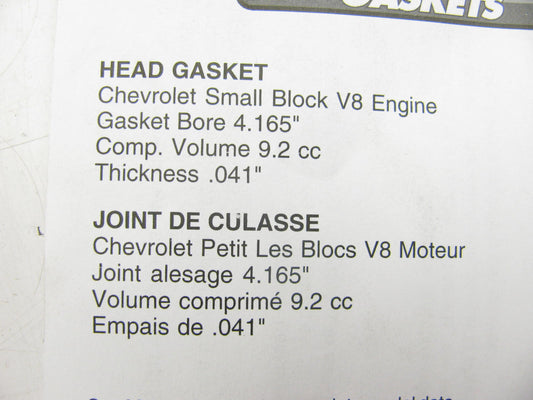 Fel-Pro 1143 SBC Chevy 350 400 MLS  Head Gasket 4.165'' Bore .041'' Thick