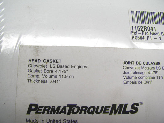 Fel-pro 1162R041 Right Cylinder Head Gasket Chevrolet LS1 LS6 4.175'' Bore 0.41''