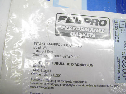 Fel-pro 1201 Intake Manifold Gasket Set Buick V6 Stage II  Engines 1.32'' X 2.35''