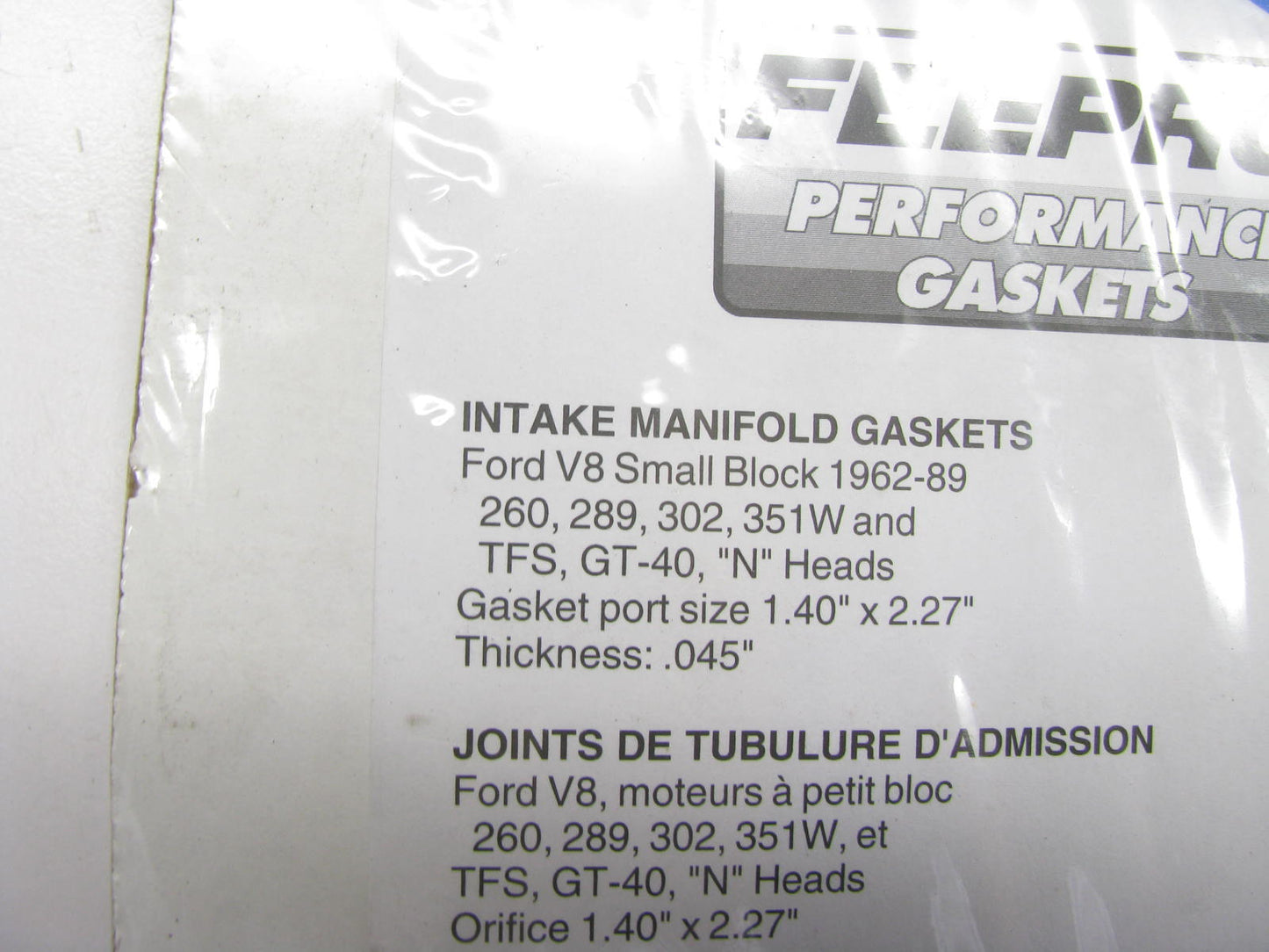 Fel-pro 1262R-2 Performance Intake Gasket Set 62-89 Ford V8 Small Block 1.4X2.27