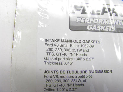 Fel-pro 1262R-2 Performance Intake Gasket Set 62-89 Ford V8 Small Block 1.4X2.27