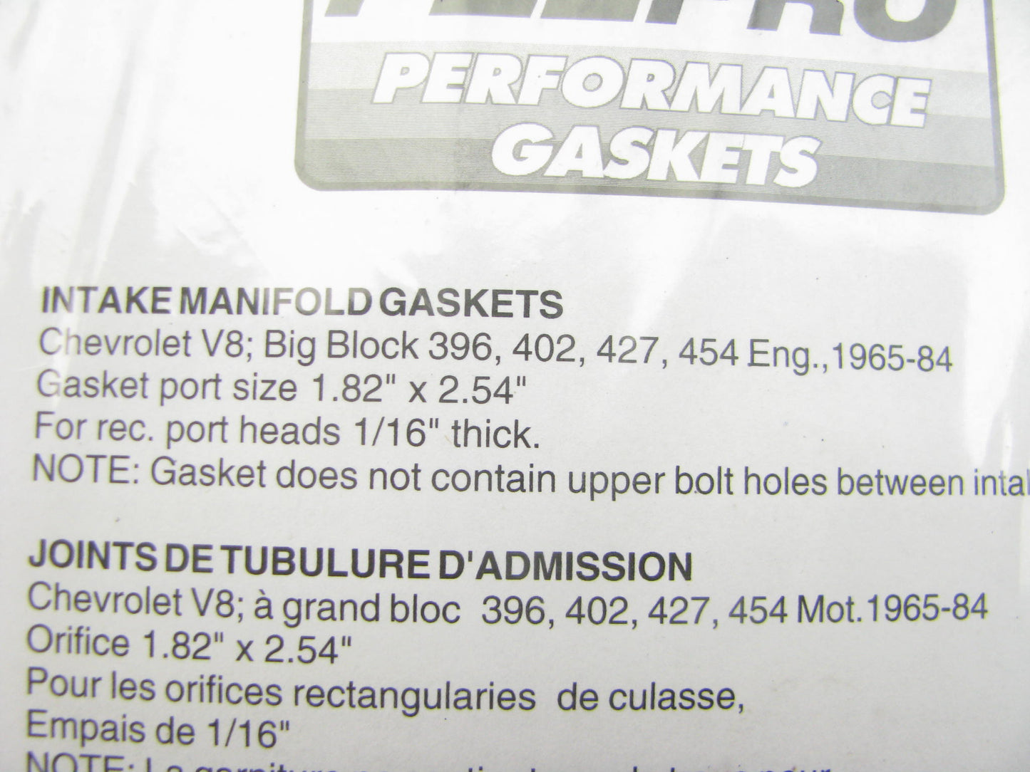 Fel-Pro Performance 1275 Intake Manifold Gasket Set  Big Block Chevy 1.82x2.54''