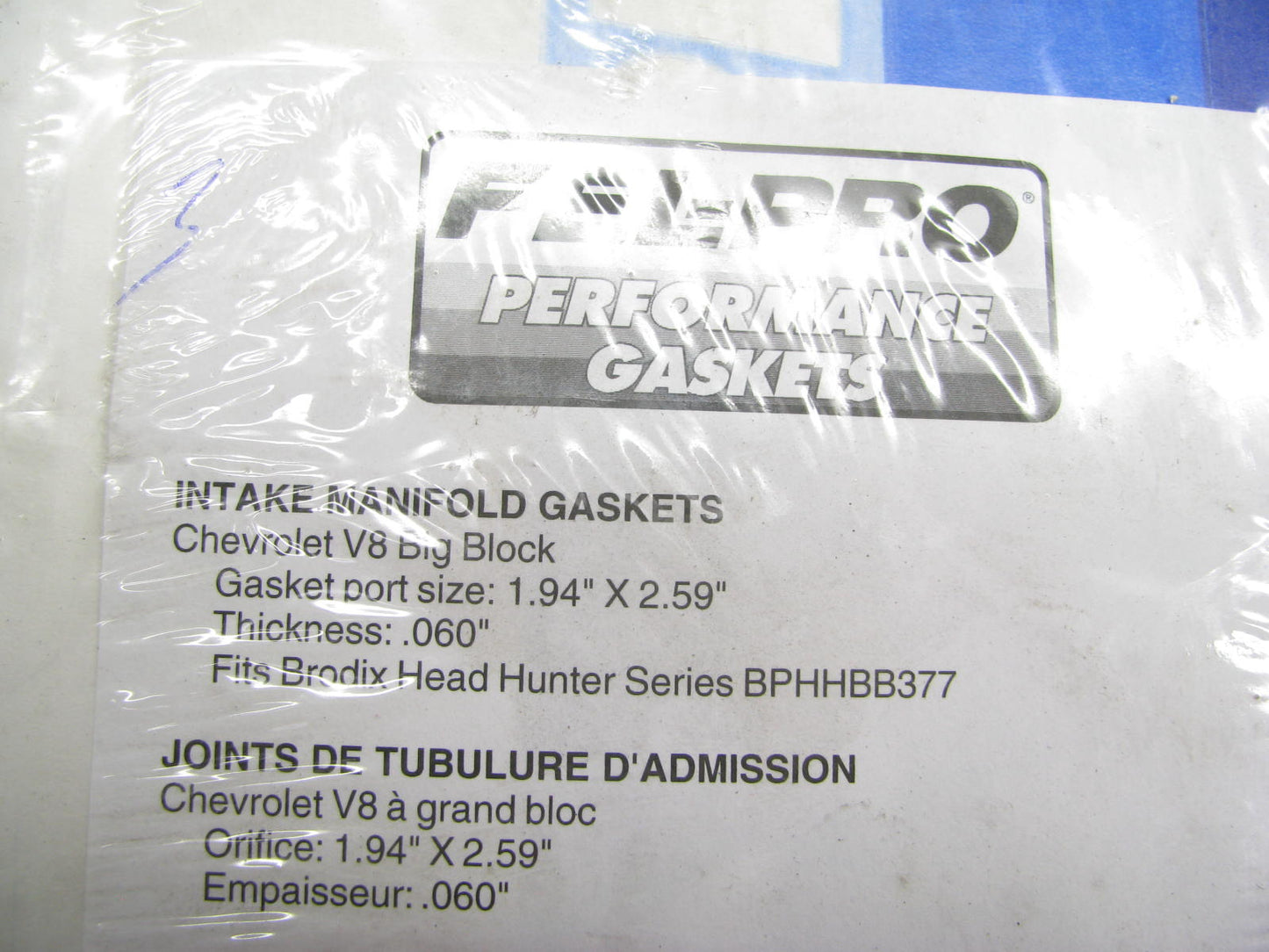 Fel-pro 1281-3 Intake Gasket Set Chevrolet BBC 1.94'' X 2.59'' Port - .060'' Thick