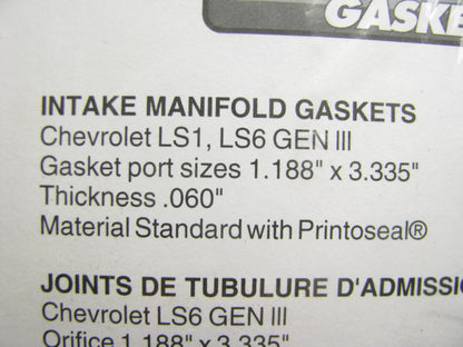 Fel-pro Performance 1312-3 Intake Manifold Gasket Set For LS1 LS6 Cathedral Port