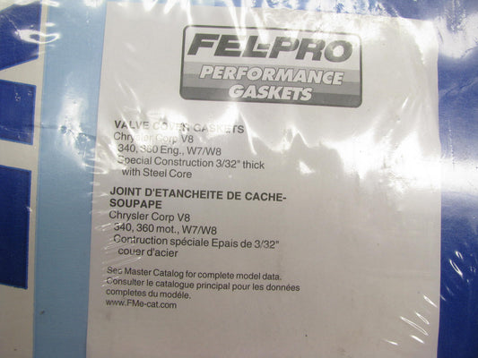 Fel-pro Performance 1650 Valve Cover Gasket Set For Chrysler, Small Block, W7/W8