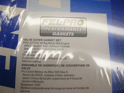 Fel-pro Performance 1668 Valve Cover Gaskets For BBC DRCE V8 4.900'' BORE