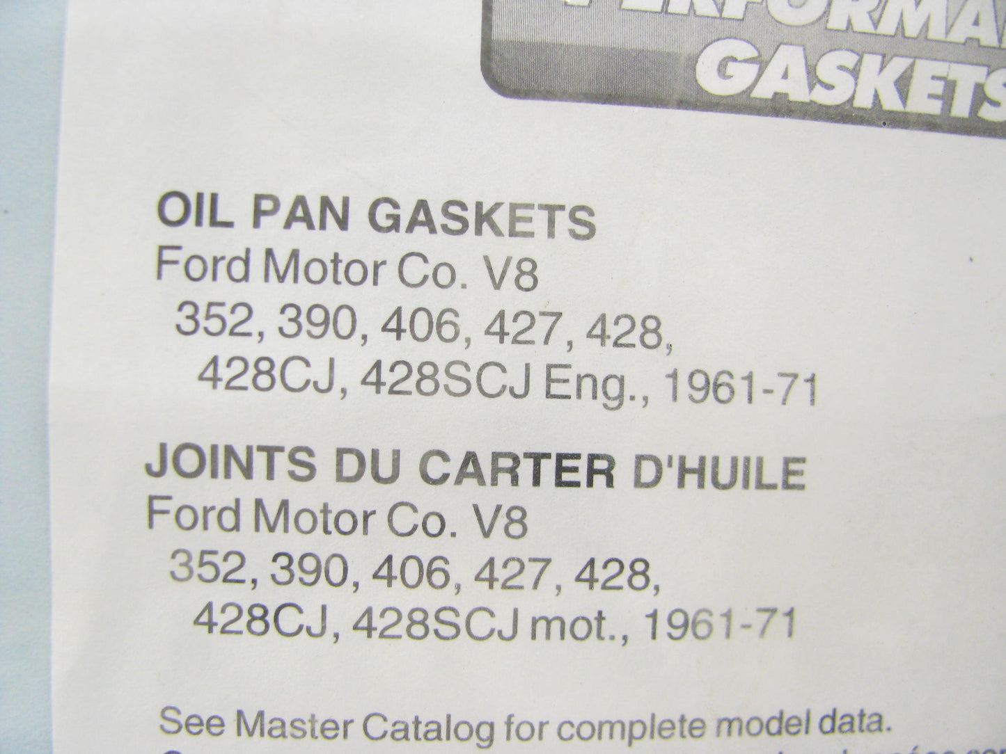Fel-pro Performance 1817  Oil Pan Gasket  Rubber Coated Ford, 332-428, Big Block