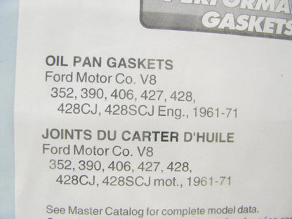 Fel-pro Performance 1817  Oil Pan Gasket  Rubber Coated Ford, 332-428, Big Block