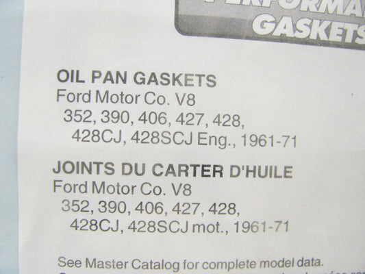 Fel-pro Performance 1817  Oil Pan Gasket  Rubber Coated Ford, 332-428, Big Block