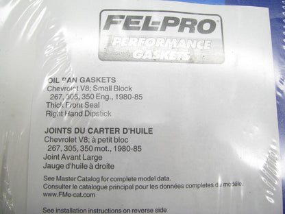 Fel-pro Performance 1818 Engine Oil Pan Gasket 1980-1985 SBC Chevy 267-350 V8