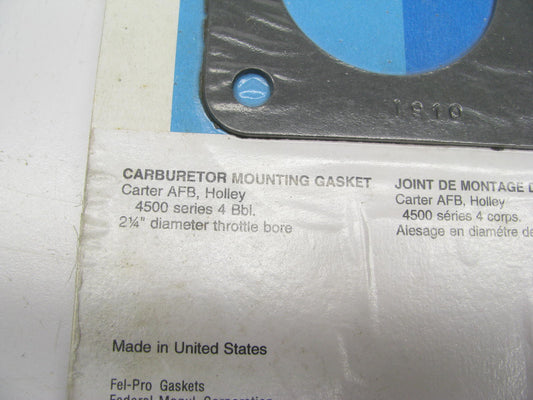 Fel-pro 1910 Carburetor Mounting Gasket Carter AFB Holley 4500 4Bbl 2.25 Bore