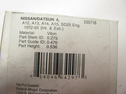 (50) Fel-pro 2540 Valve Stem Oil Seal, 0.312'' Stem, 0.470'' ID 0.575'' OD X 0.536''