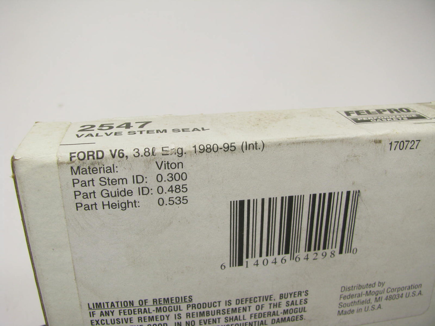 (50) Fel-pro Performance 2547 Valve Stem Seals - 1980-1995 Ford 3.8L-V6