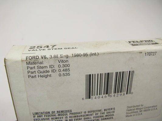 (50) Fel-pro Performance 2547 Valve Stem Seals - 1980-1995 Ford 3.8L-V6