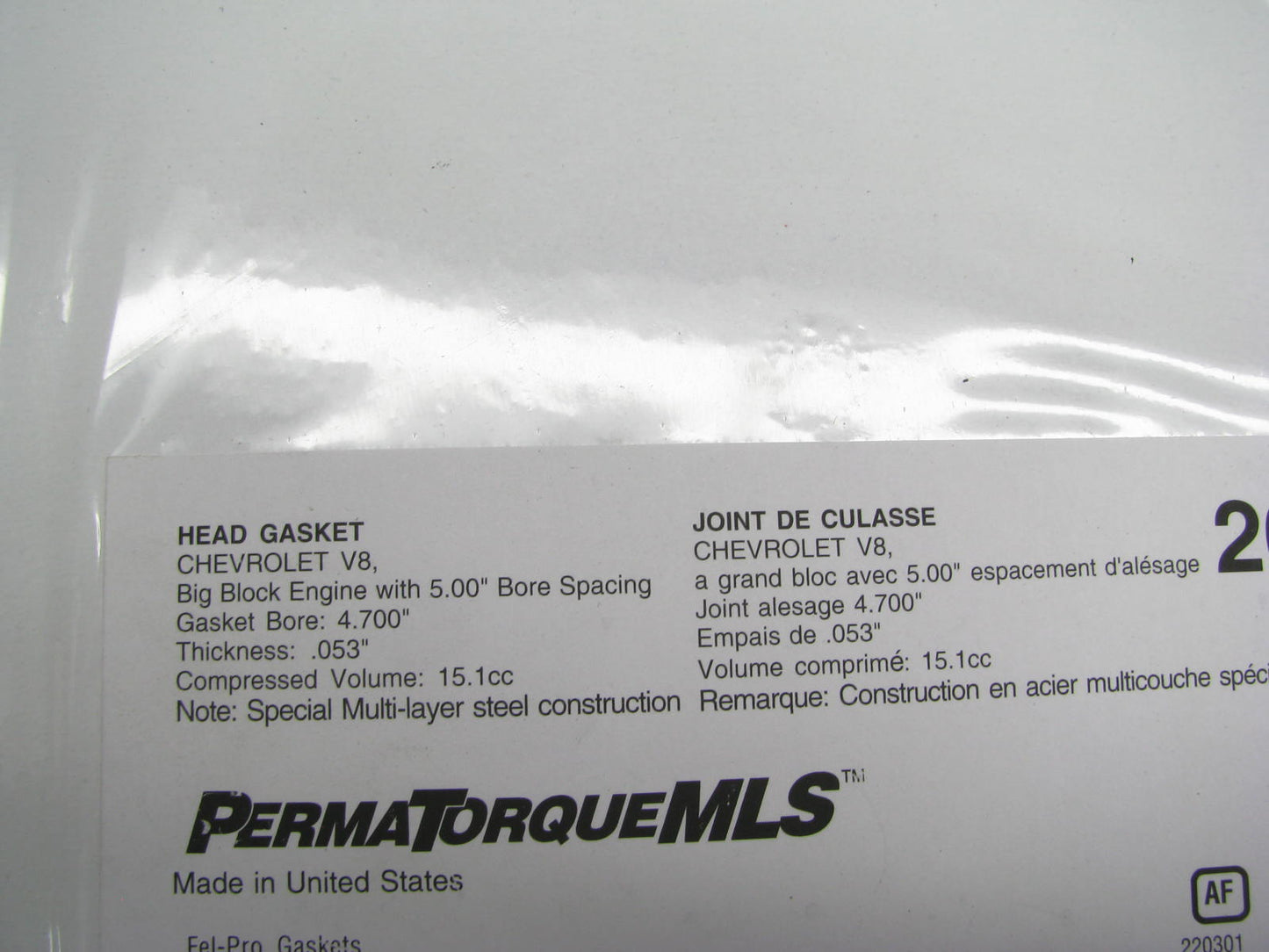 Fel-pro 26465-053 Cylinder Head Gasket BBC Brodix Engs.  5.00'' Bore .053'' Thick