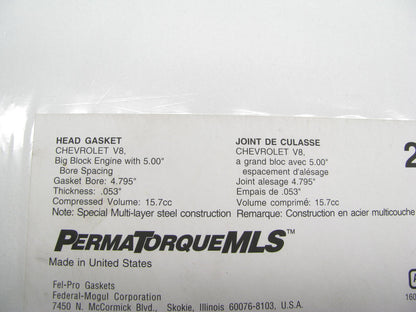 Fel-pro Performance 26467-053 MLS Head Gasket For Chevy BBC LS 4.795'' Bore