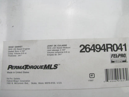 Fel-pro 26494R041 Right MLS Cylinder Head Gasket Chevy LSX 4.100'' Bore, 0.041'' T