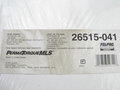 Fel-pro 26515-041 MLS Cylinder Head Gasket For Chrysler 361 383 400 413 426 .041