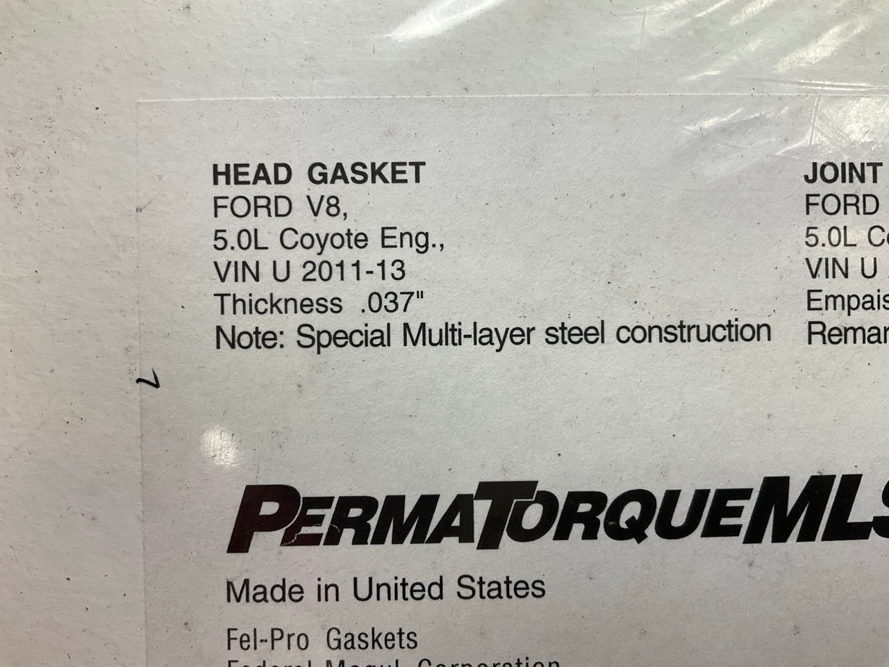 Fel-pro 26719L037 Left MLS Cylinder Head Gasket 0.037'' Thick, Ford 5.0L Coyote