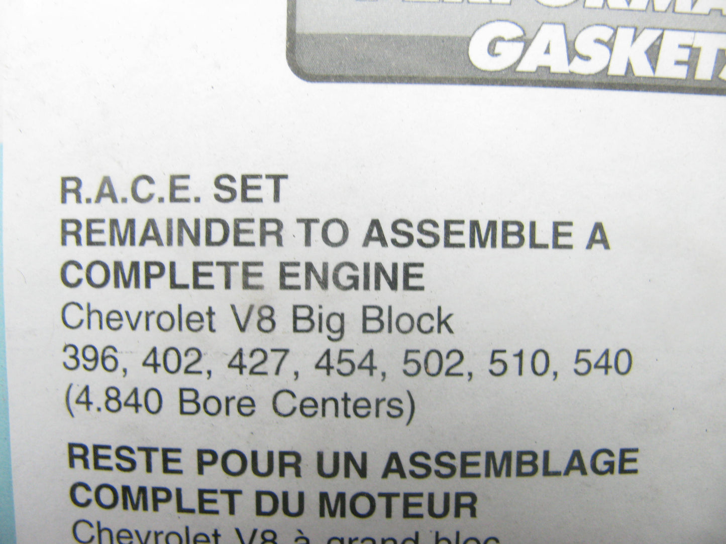 Fel-pro 2727 BBC Big Block Chevy 4.840'' Bore Brodix R.A.C.E. Gasket Set