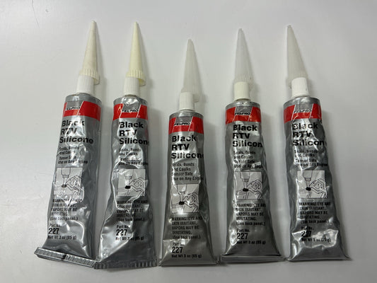 Set Of (5) Fel-pro 227 3oz [85g] Black RTV Silicone Sealer RTV Sealant Tube