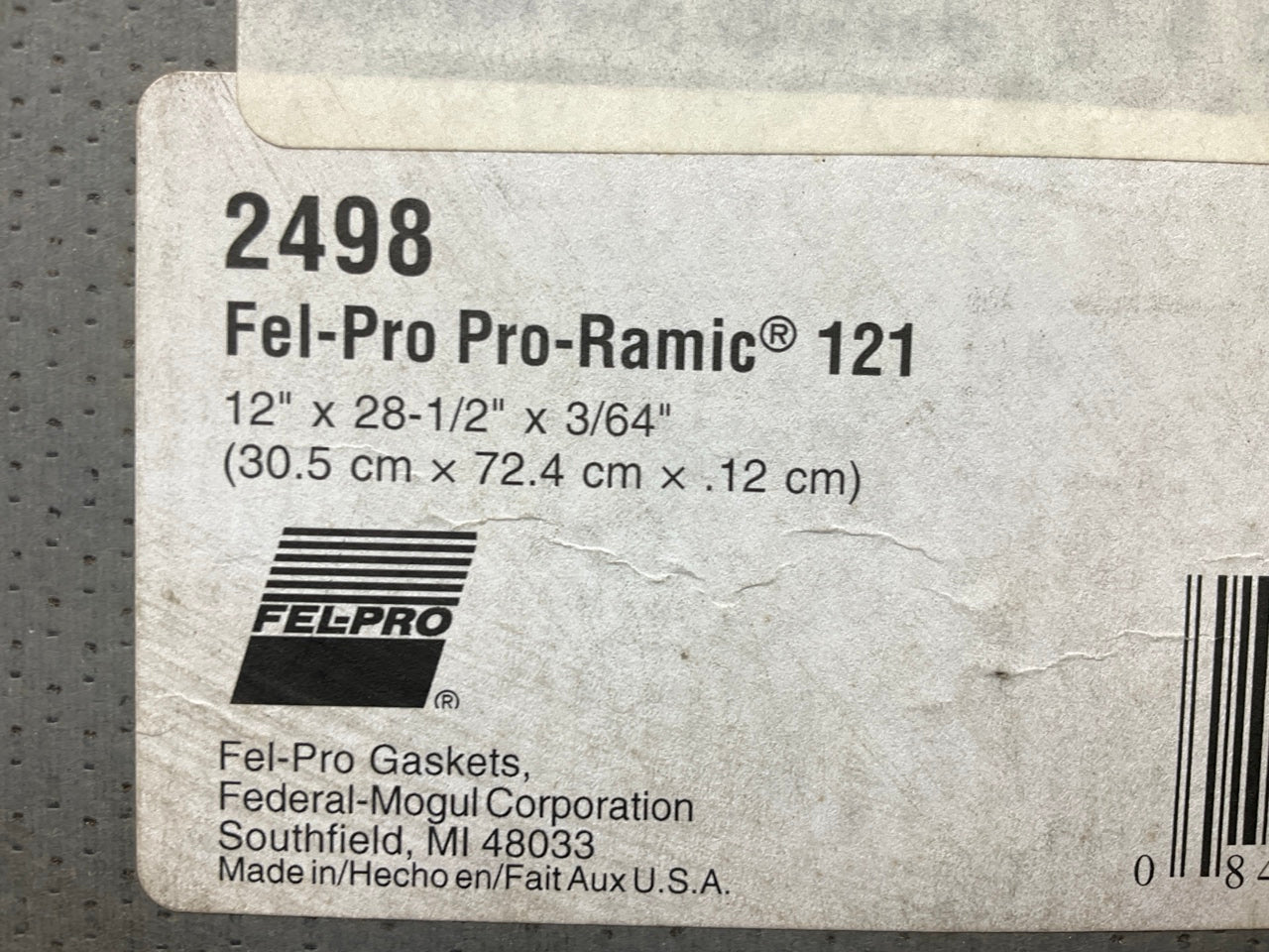 Fel-pro 2498 12''x28-1/2''x3/64'' Gasket Material Sheet
