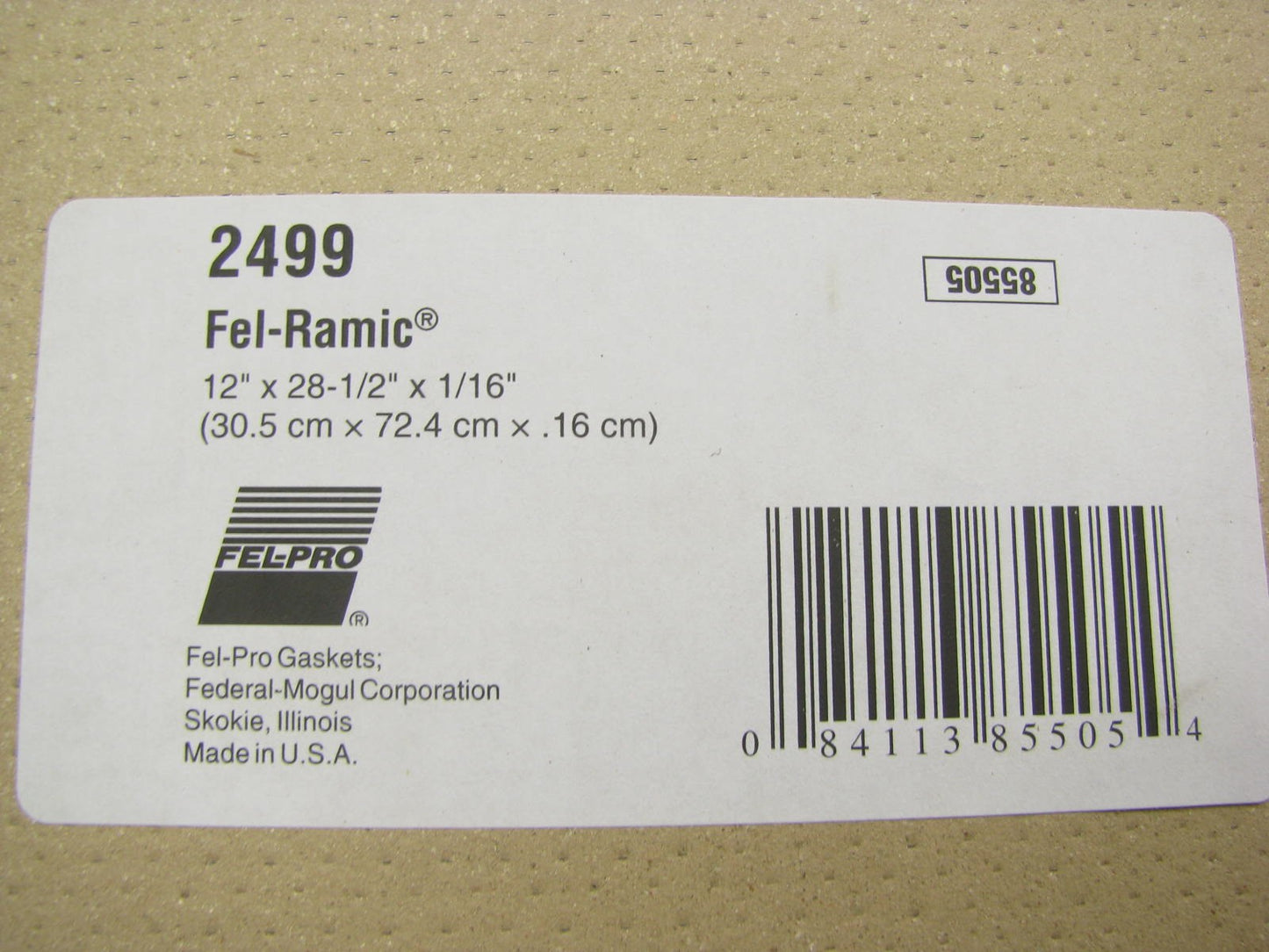 Fel-pro 2499 Fel-Ramic Exhaust Gasket Material Sheet - 12'' X 28-1/2'' X 1/16''