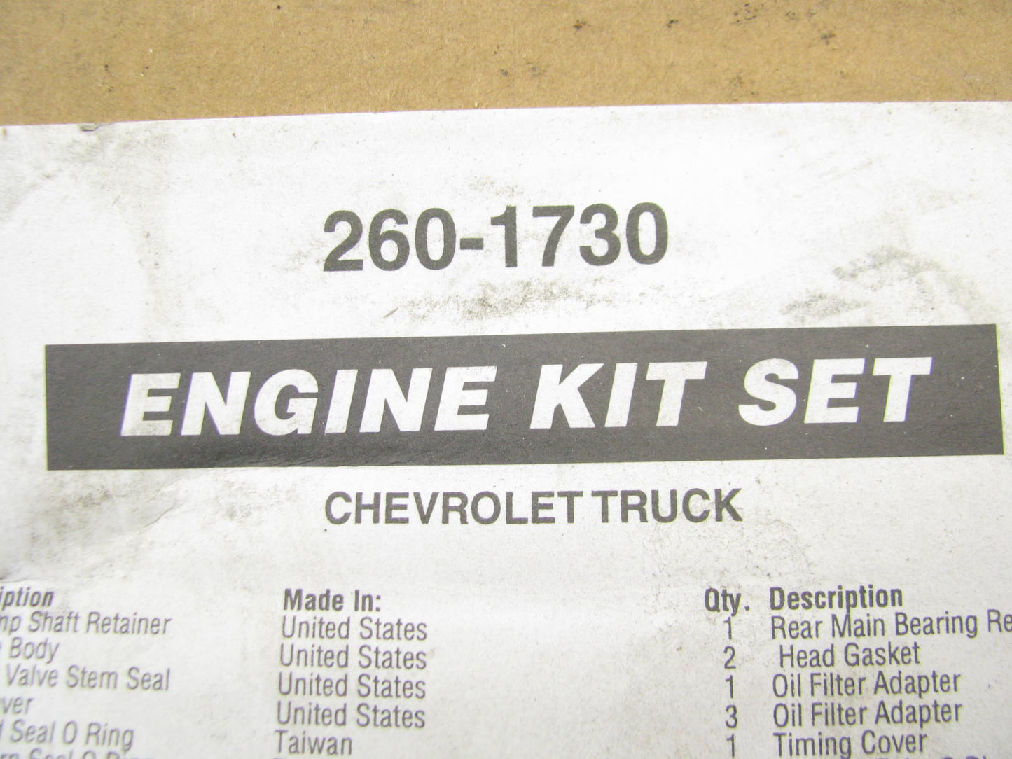 Fel-pro 260-1730 Full Engine Gasket Set For 1992-1993 Chevrolet GMC 4.3L-V6