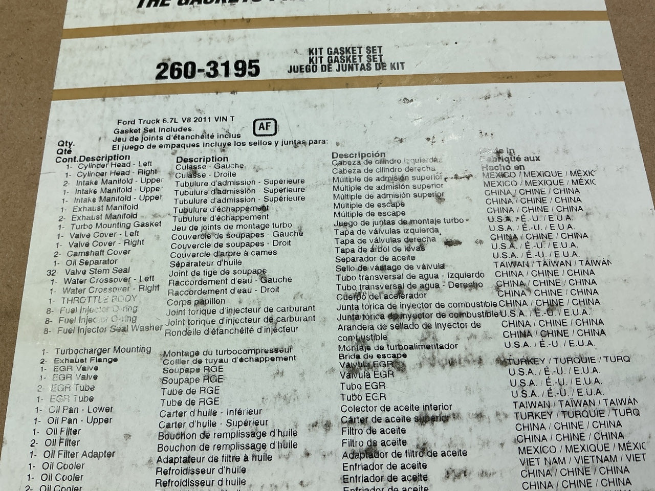 Fel-Pro 260-3195 Engine Full Gasket Set For 2011 Ford 6.7L-V8 Powerstroke Diesel